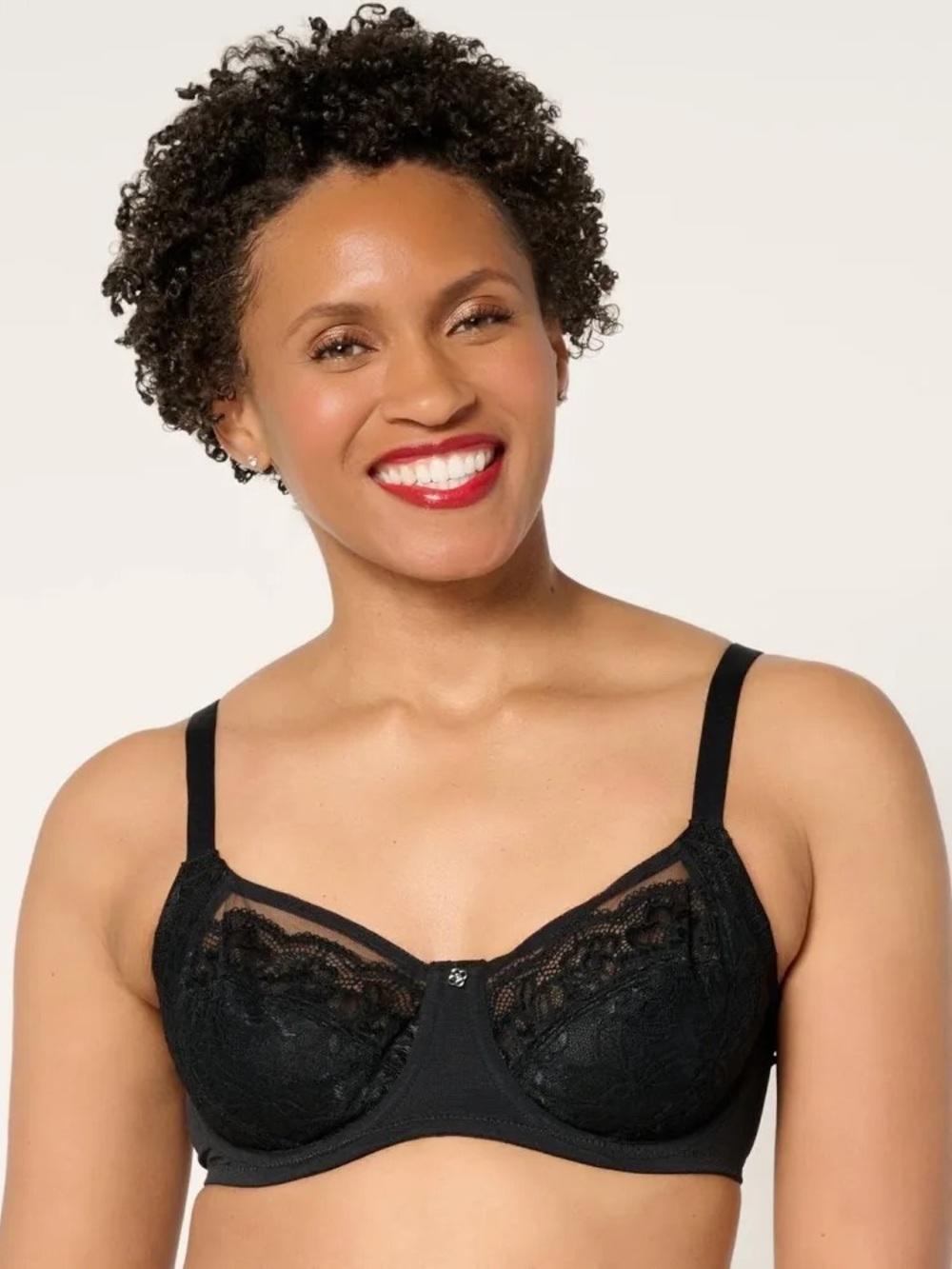 Breezies Black Lace Underwire Bra with Sheer Accents